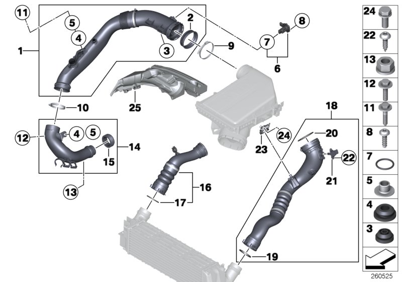 Воздуховод для BMW F26 X4 35iX N55 (схема запчастей)