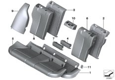 Набивка и обивка задн.сид.,люк в спинке для BMW F21N 120i B48 (схема запасных частей)