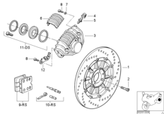 Тормозной механизм заднего колеса для BMW 259S R 1100 RS 93 (0411,0416) 0 (схема запасных частей)