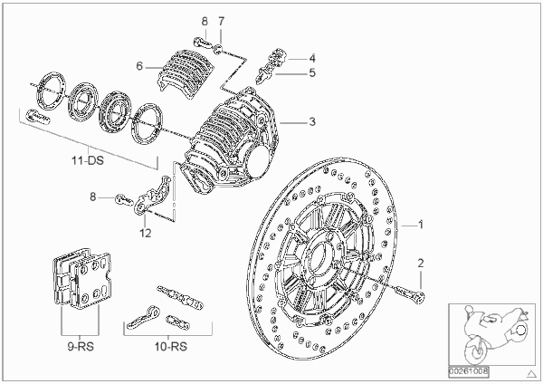 Тормозной механизм заднего колеса для BMW 259S R 1100 RS 93 (0411,0416) 0 (схема запчастей)