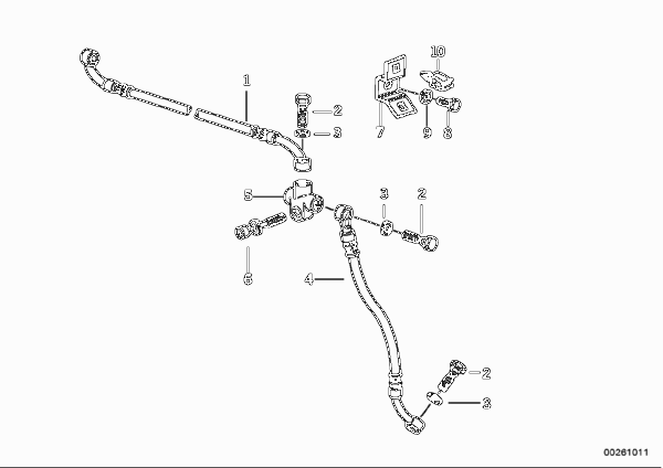 Трубопровод тормозного привода Пд для BMW 259S R 1100 RS 93 (0411,0416) 0 (схема запчастей)