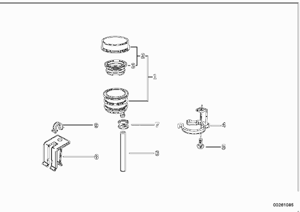 Бачок гидропривода торм.механ.зад.колес для MOTO 89V2 K 1100 LT (0526, 0536) 0 (схема запчастей)