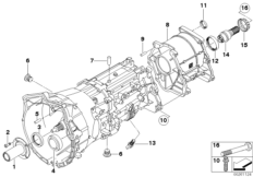 GS6X37BZ Картер и доп. элементы для BMW E83N X3 2.0i N46 (схема запасных частей)
