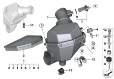 Глушитель шума всас./смен.элем.фил./HFM для BMW F10 M5 S63N (схема запасных частей)