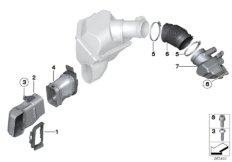Воздуховод глушителя шума всасывания для BMW F12N M6 S63N (схема запасных частей)