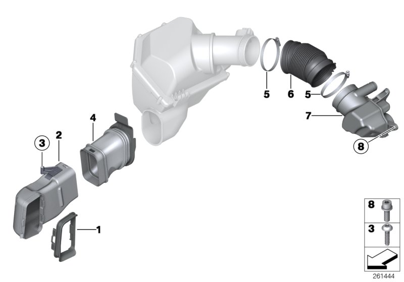 Воздуховод глушителя шума всасывания для BMW F12 M6 S63N (схема запчастей)