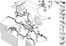 Шланги охл.жидк. наддувочного воздуха для BMW F12 M6 S63N (схема запасных частей)