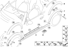 Накладка порог / арка колеса для BMW R58 Cooper S N18 (схема запасных частей)