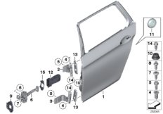 Задняя дверь - петля/ограничитель двери для BMW F11 530dX N57N (схема запасных частей)