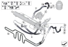 Маслопроводы гидроусилителя рул.управл. для BMW E84 X1 20dX N47 (схема запасных частей)