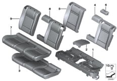 Набивка и обивка задн.сид.,люк в спинке для BMW E71 X6 50iX N63 (схема запасных частей)