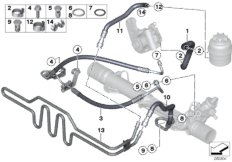 Маслопроводы гидроусилителя рул.управл. для BMW E84 X1 18dX N47N (схема запасных частей)