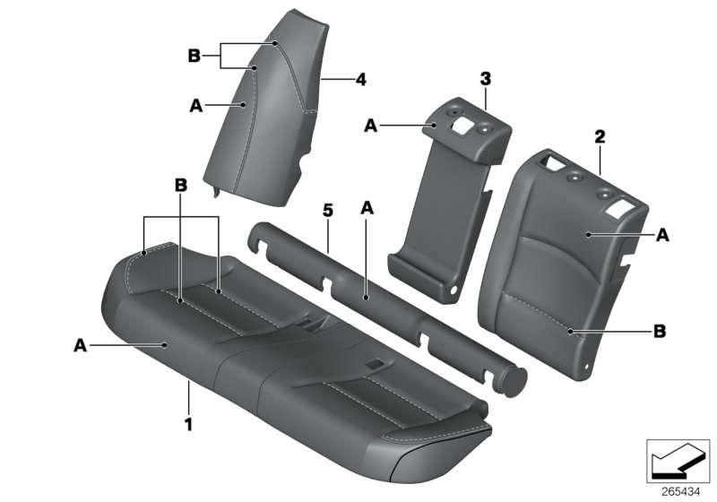 Кожаная обивка Зд сиденья Individual для BMW F11N 535iX N55 (схема запчастей)