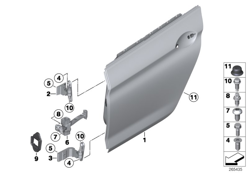 Задняя дверь - петля/ограничитель двери для BMW F06N 640i N55 (схема запчастей)