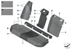 Инд.обивка заднего сиденья, климат-кожа для BMW F11 530d N57 (схема запасных частей)