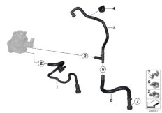 Топливопроводы/элементы крепления для BMW F31 320dX N47N (схема запасных частей)
