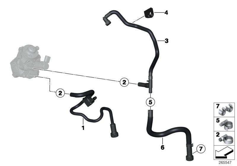 Топливопроводы/элементы крепления для BMW F31 316d N47N (схема запчастей)