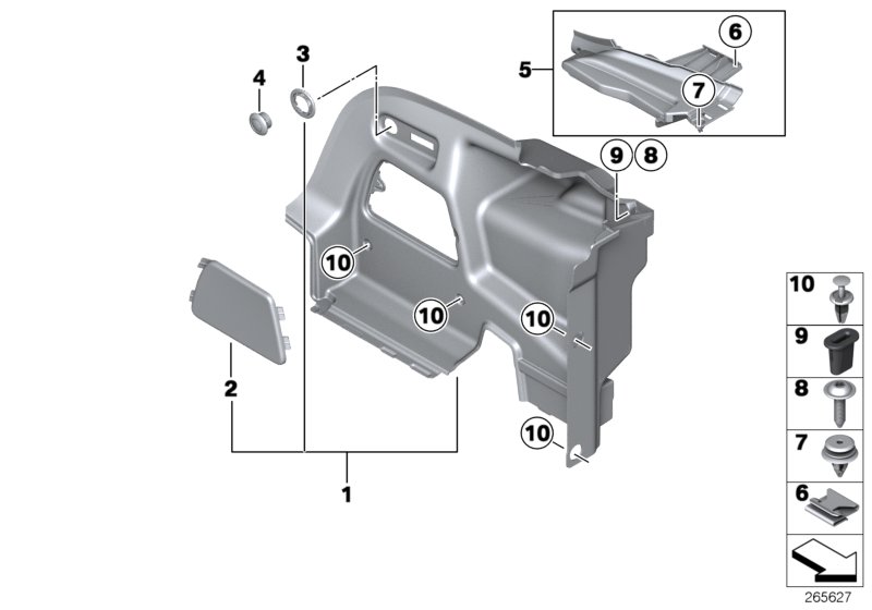 Обшивка багажного отделения Бок для BMW R58 Cooper N16 (схема запчастей)