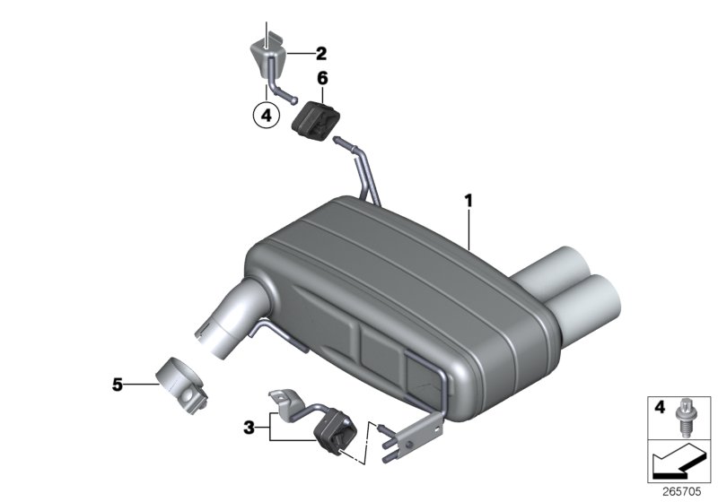 Система глушителей для BMW E93 320d N47 (схема запчастей)