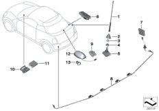 Детали антенны для BMW R59 Cooper N16 (схема запасных частей)