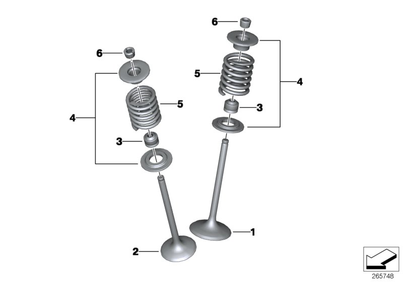 Клапаны с пружинами для MOTO K19 C 650 GT 16 (0C05, 0C15) 0 (схема запчастей)