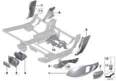Накладки подушки заднего сиденья для BMW F07N 550iX 4.0 N63N (схема запасных частей)