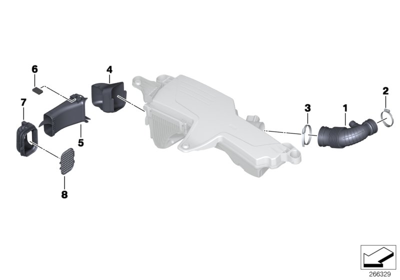 Воздуховод глушителя шума всасывания для BMW F31 316i N13 (схема запчастей)
