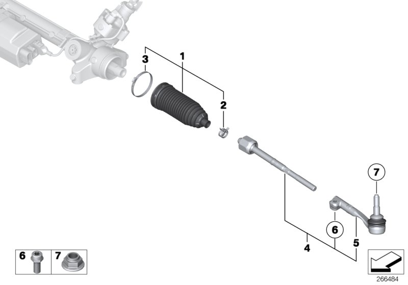 Рулевые тяги/тяги рулевой трапеции для MINI F56 One D B37 (схема запчастей)