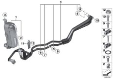 Теплообменник/трубопровод радиатора КПП для BMW F34 335i N55 (схема запасных частей)
