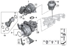Турбонагнетатель для BMW F15 X5 25dX N47S1 (схема запасных частей)