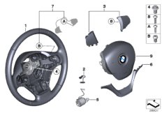 Рулевое колесо с НПБ, кожа для BMW F30 335i N55 (схема запасных частей)