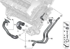 Водяной шланг системы охлаждения для BMW E91 335i N54 (схема запасных частей)