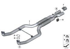 Передний дополнительный глушитель для BMW F12N M6 S63N (схема запасных частей)