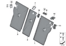 Накладки подушки заднего сиденья для BMW F20 114i N13 (схема запасных частей)