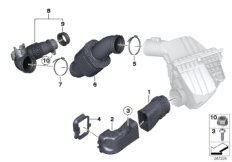 Воздуховод глушителя шума всасывания для BMW F10N 528iX N20 (схема запасных частей)