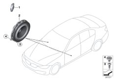 Детали динамика в двери Пд для BMW G20 330d B57 (схема запасных частей)