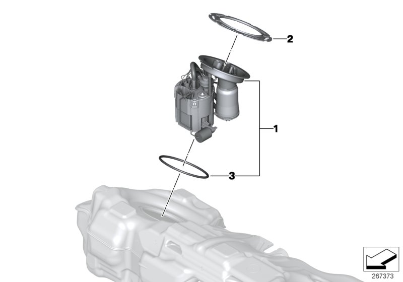 Топливный насос/датчик уровня наполнения для BMW F60 Cooper S B48C (схема запчастей)