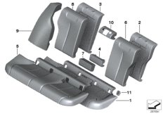Набивка и обивка задн.сид.,люк в спинке для BMW F30N 335dX N57Z (схема запасных частей)