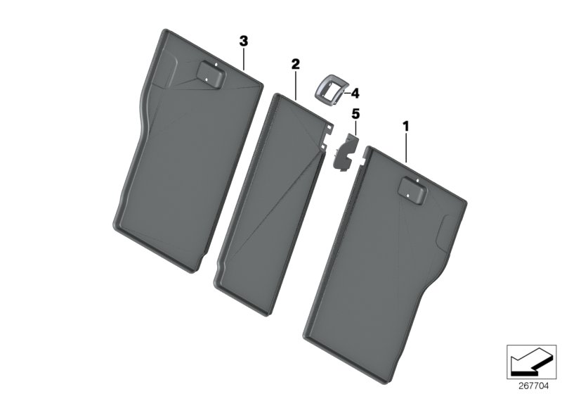 Накладки подушки заднего сиденья для BMW F30N 318dX B47 (схема запчастей)