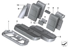 Набивка и обивка базового сиденья Зд для BMW F25 X3 28iX N52N (схема запасных частей)