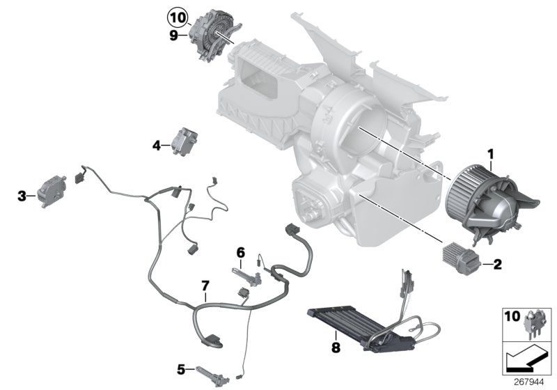 Электрические детали кондиционера для BMW R60 Cooper SD N47N (схема запчастей)