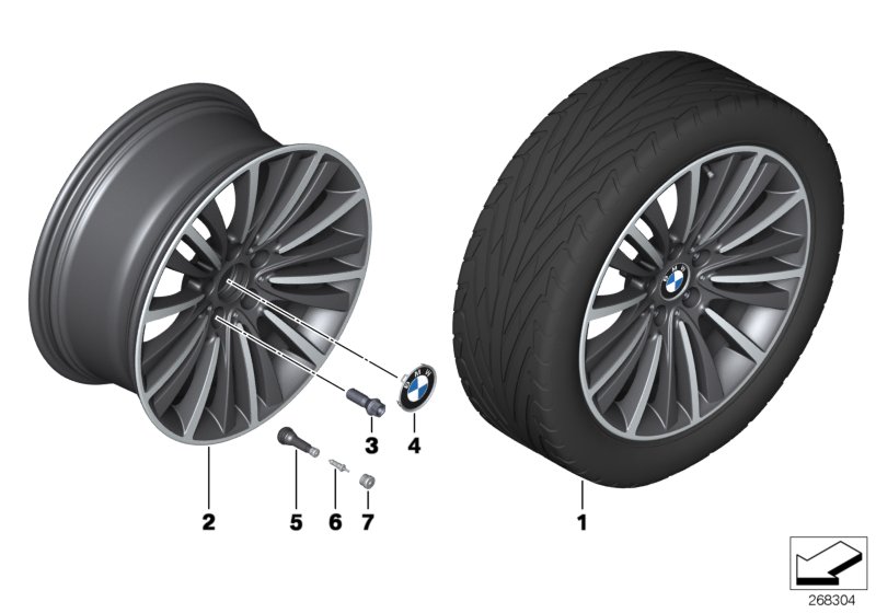 Л/с диск BMW с W-обр.спицами 423 - 19'' для BMW F12 650i N63 (схема запчастей)