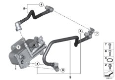Теплообменник/трубопровод радиатора КПП для BMW F10N 528i N20 (схема запасных частей)