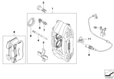 Датчик износа торм.накладки пер.колеса для BMW R55N Coop.S JCW N14 (схема запасных частей)