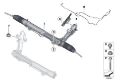 Рулевой механизм с гидроусилителем для BMW E70 X5 3.0d M57N2 (схема запасных частей)