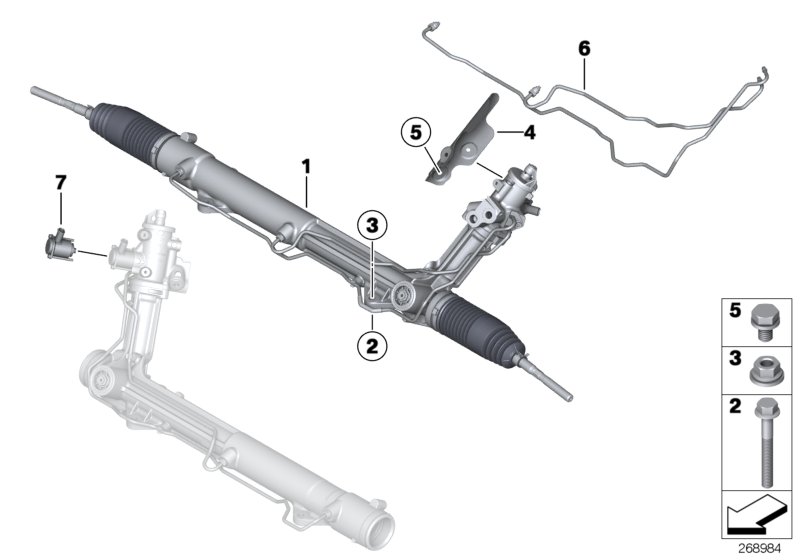 Рулевой механизм с гидроусилителем для BMW E71 X6 40dX N57S (схема запчастей)