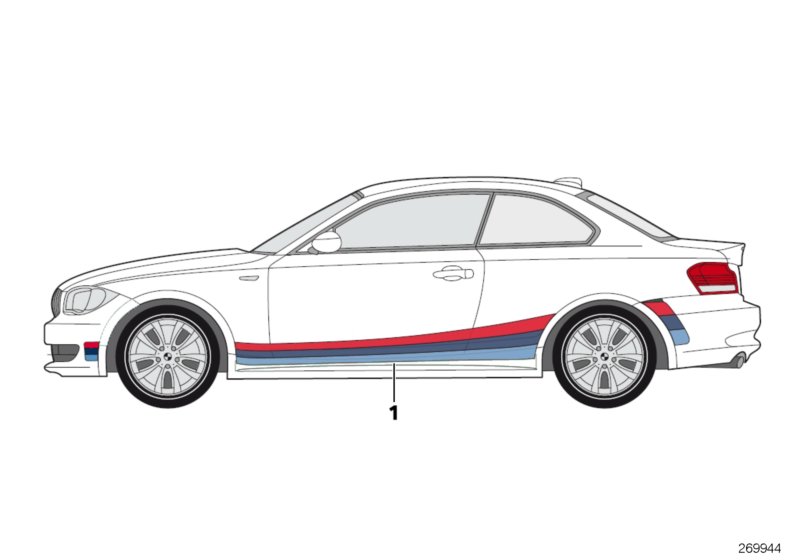 Боковые полосы для BMW E82 M Coupé N54T (схема запчастей)