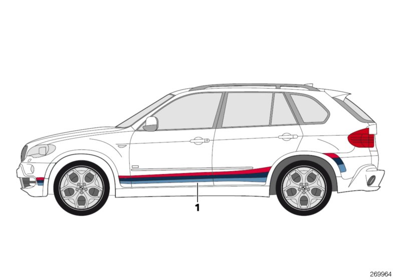Боковые полосы для BMW E70 X5 M S63 (схема запчастей)