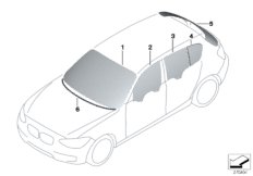 Остекление для BMW F21 M135iX N55 (схема запасных частей)
