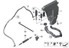 Бачок стеклоомывателя/омывателя фар для BMW F06 640dX N57Z (схема запасных частей)